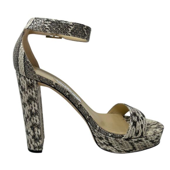 Jimmy Choo Holly Heel Snake Roccia Elaphe Sandal Multi 40 - Picture 2 of 8